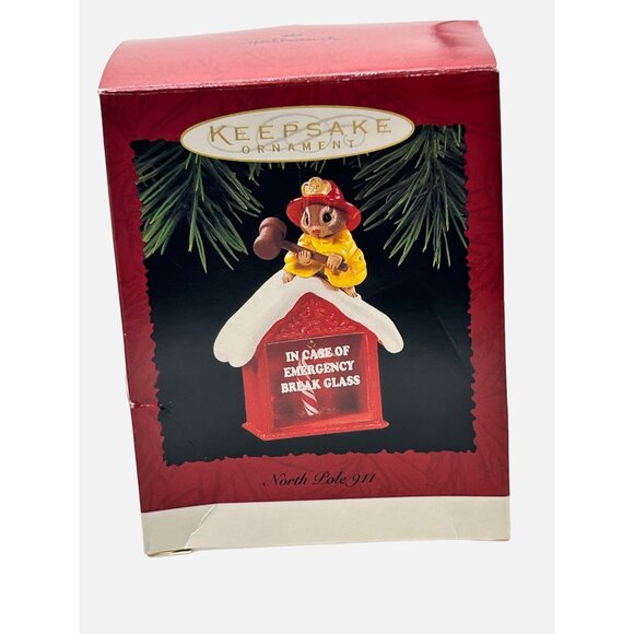 Hallmark Keepsake Ornament North Pole 911 Squirrel Fireman Firebox Candy Cane 19 - Picture 7 of 8